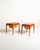 Pair of teak bedside tables with internally divided drawer and suspended woven rattan basket. Model 35 by Severin Hansen...