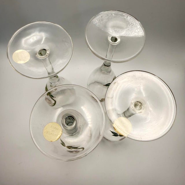 1990s 1990s Pierre Jouet France Époque Art Nouveau Crystal Champagne Flutes Pink Flowers - Set of 4 For Sale - Image 5 of 11