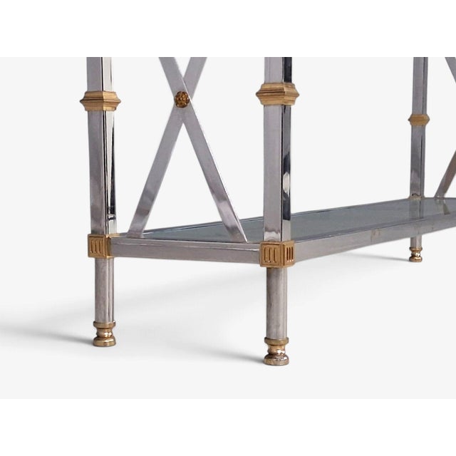 Maison Jansen Style, Neoclassical Console Table, Chrome, Brass, France, 1970s For Sale - Image 12 of 15