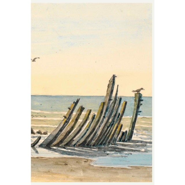 Wreck on the Beach, Vintage Coastal Art Print, 60" X 40" For Sale - Image 4 of 7