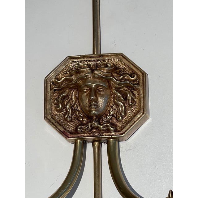 1950s bronze wall sconces with Arrows and Effigy of the Sun King by Louis Gau - a Pair For Sale - Image 9 of 12