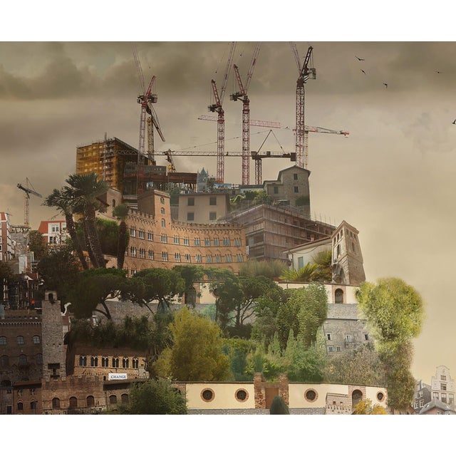 2010s Europa by Mariska Karto | Hyperphotocollage on metal depicting a surreal landscape with urban and rural elements. For Sale - Image 5 of 5