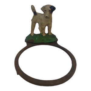 1930s Cast Iron Adorable JRT Small Dog Feeder