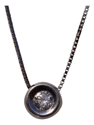 The 161st Street: Classic Bezel Set Natural Diamond Necklace in White Gold