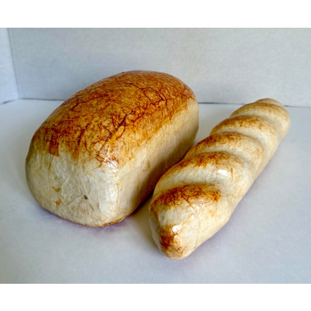 Paper Pair of Vintage Faux Bread Loaf & French Baguette Display Pieces For Sale - Image 7 of 8