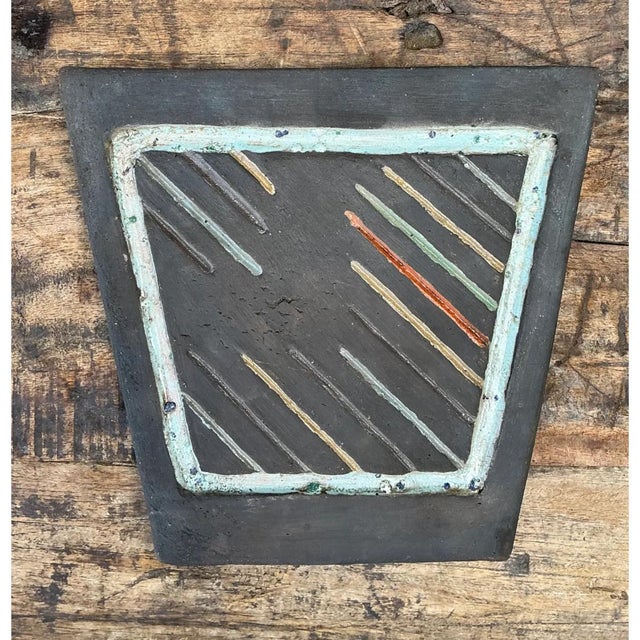 Vintage Geometric Patterned Ceramic Tile For Sale - Image 4 of 12