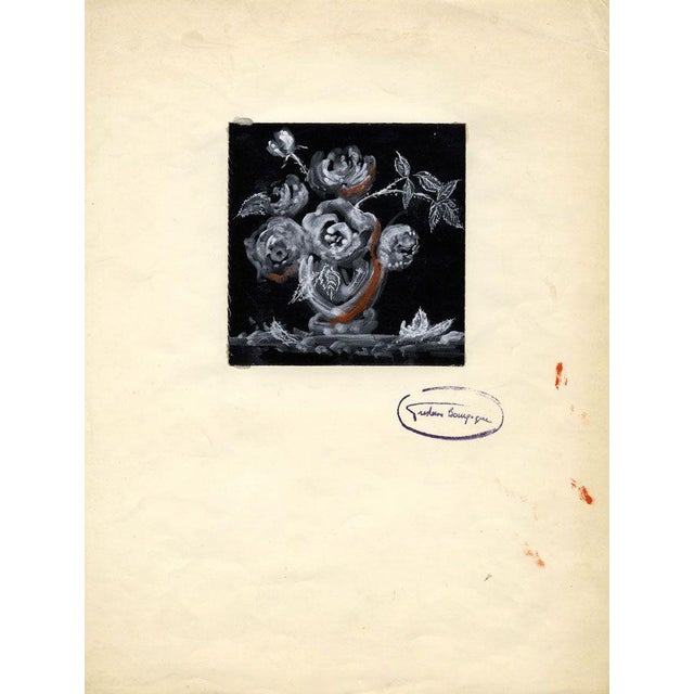 Gustave Bourgogne, Black and White Roses, Mid-20th Century, Gouache Painting For Sale - Image 4 of 4