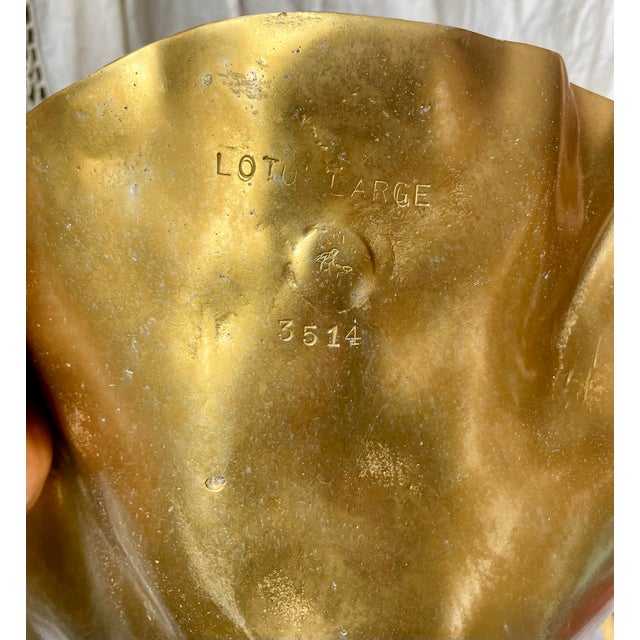 Metal Harvin Virginia Metalcrafters Large Lotus Anodized Gold Aluminum Bowl on Stand For Sale - Image 7 of 12