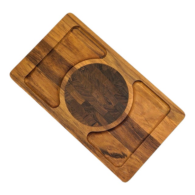 1970s Kalmar Teak Wood Cheese & Charcuterie Tray For Sale