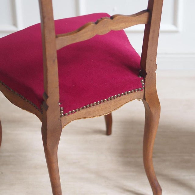 Vintage French Chairs with Wine-Red Velvet, 1890s-1910s, Set of 2 For Sale - Image 5 of 14