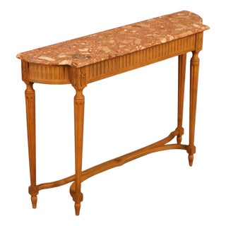 French Louis XVI Style Marble Top Narrow Console For Sale