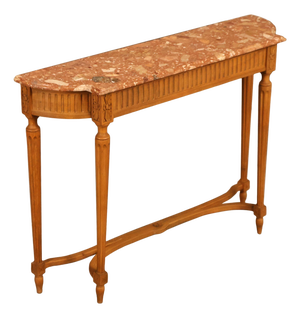French Louis XVI Style Marble Top Narrow Console