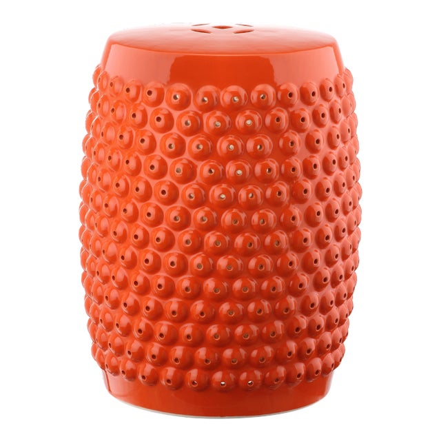 Nailhead Stool in Orange For Sale