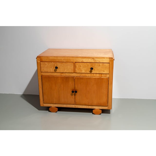Small French Wood 2-Door Cabinet with Side Leaf Top, 1970s For Sale - Image 3 of 9