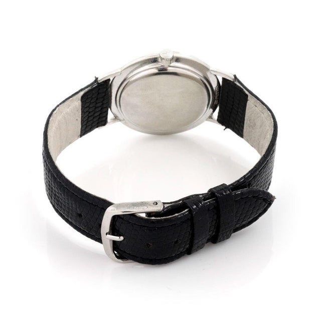 This is a designer Longines 14k white gold 32.5mm wrist watch. The case is crafted in 14k white gold with a silver and...