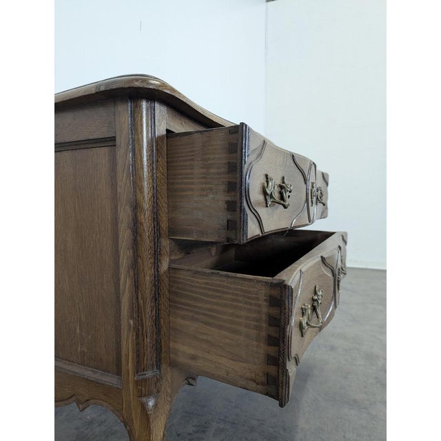 Curved Neo-Rustic Louis XV Style Chest of Drawers For Sale - Image 4 of 7