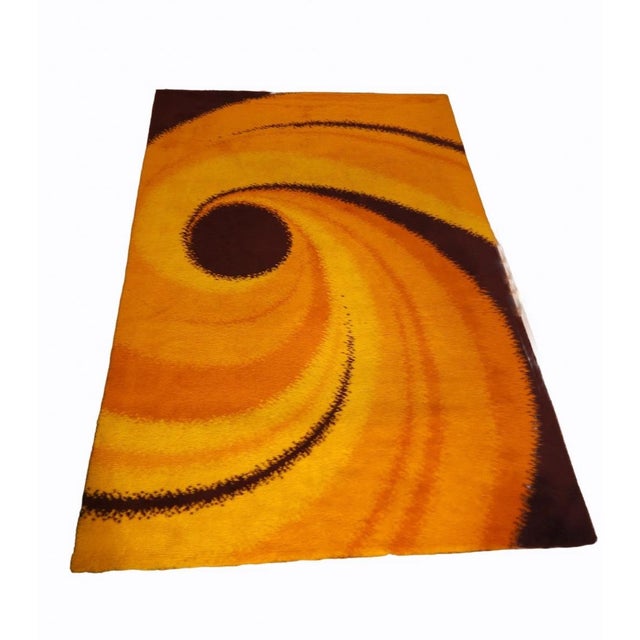 Brown Wool Rug in Orange & Brown by Reichel, Germany, 1970s For Sale - Image 8 of 8