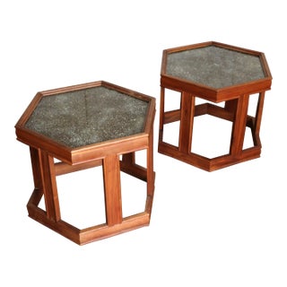 Pair of John Keal for Brown Saltman “Domino” Hexagonal Side Tables | Mid-Century Modern, 1960s For Sale