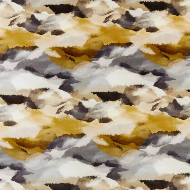 Harlequin Minako Fabric in Gold / Charcoal For Sale