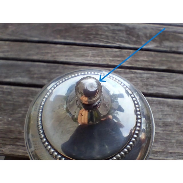 Metal 1930s Art Deco Floral Etched Glass Candy Honey Jar With Sterling Silver Lid & Base For Sale - Image 7 of 7