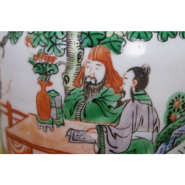 2 Antique Chinese Qing Famille Verte Porcelain Ginger Jars Mantel Urns For Sale - Image 14 of 18