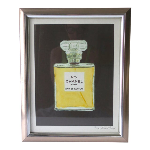 Chanel No. 5 Perfume Bottle Watercolor Painting Signed by Artist For Sale