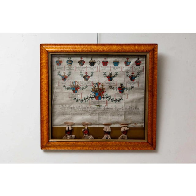 Ivory Antique German Glass Framed Heraldic History, 1800s For Sale - Image 8 of 8