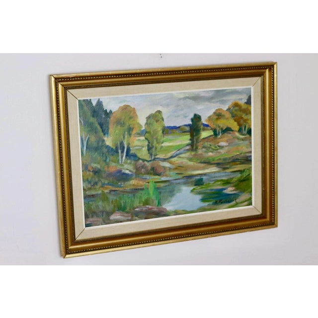 Katarina Fontaine, Lush Landscape, 1960s, Oil on Canvas, Framed For Sale - Image 10 of 11