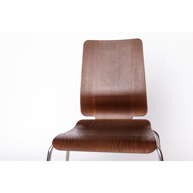 Vintage Gilbert Stackable Dining Chair in Teak Plywood Seat with Chrome Legs from Ikea, 1990s For Sale - Image 3 of 10