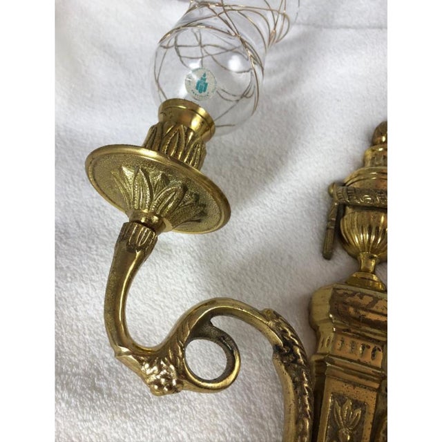 Early 20th Century Vintage Early 20th Century French Empire Brass and Crystal Sconces - a Pair For Sale - Image 5 of 10