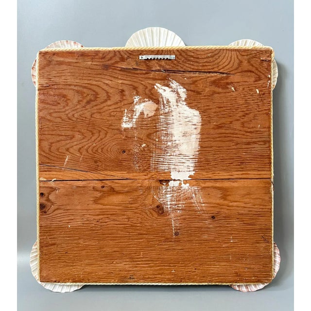 Glass Vintage Square Seashell Shell Encrusted Mirror For Sale - Image 7 of 9