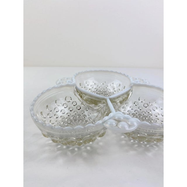 1940's Anchor Hocking Moonstone Opalescent Divided Dish For Sale In Raleigh - Image 6 of 8