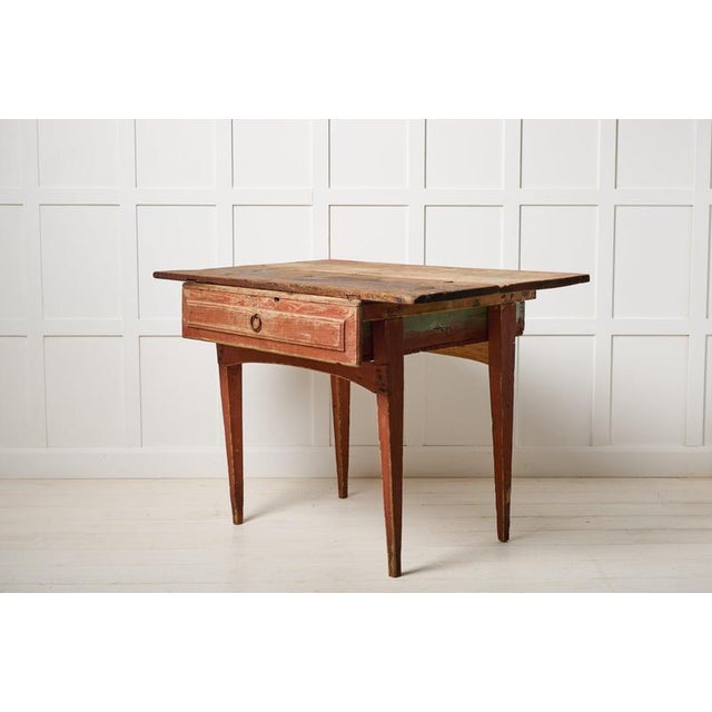 Antique Swedish Folk Art Side Table with Drawer, Late 1700s For Sale - Image 4 of 9