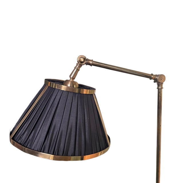 Brass Floor Lamp with Tray Table by David Iatesta For Sale - Image 4 of 7