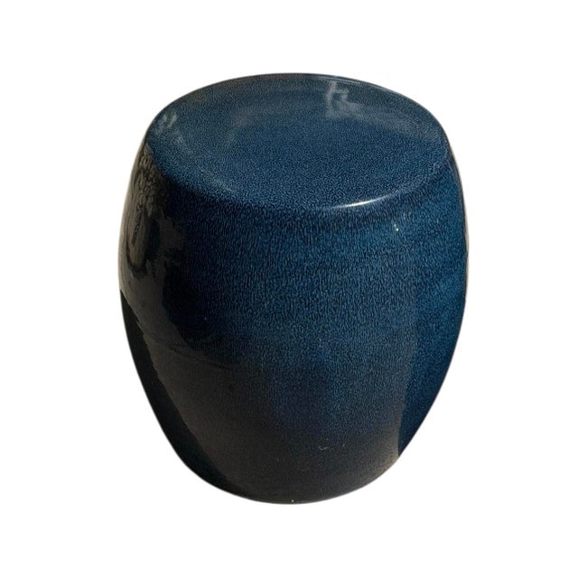 Chinese Modern Blue Chinese Pottery Garden Stool For Sale - Image 3 of 4