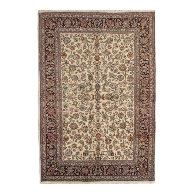 Antique Persian Mashad Wool Rug 6'5" X 9'8" For Sale