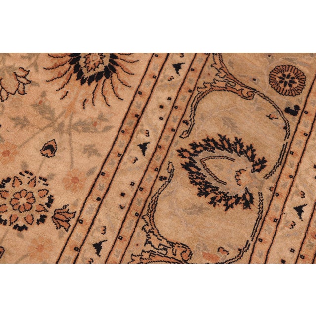 1990s Shabby Chic 1990's Pak-Persian Tan/Green Wool Rug - 6'1'' X 8'11'' For Sale - Image 5 of 9