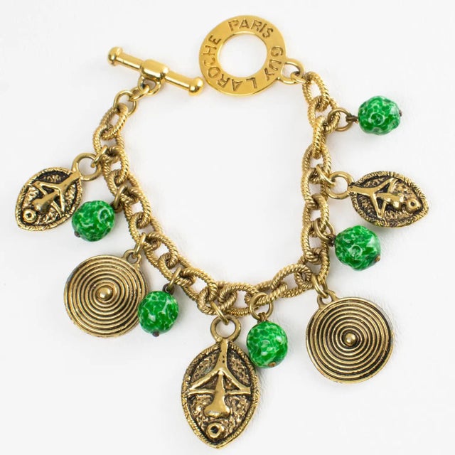 Guy Laroche Tribal Inspired Link Bracelet with Ceramic Charms For Sale - Image 4 of 11
