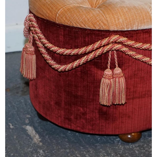 Beige Antique Victorian Fabric Ottoman For Sale - Image 8 of 18