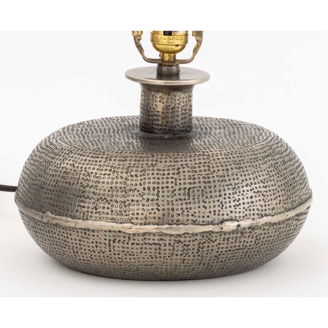 Modern Oval Silvered Brass Table Lamp For Sale In New York - Image 6 of 6