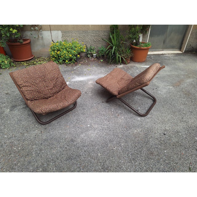 Vintage Cross Chair in Lacquered Metal and Fabric by Marcello Cuneo for Arflex, 1974 For Sale - Image 10 of 18