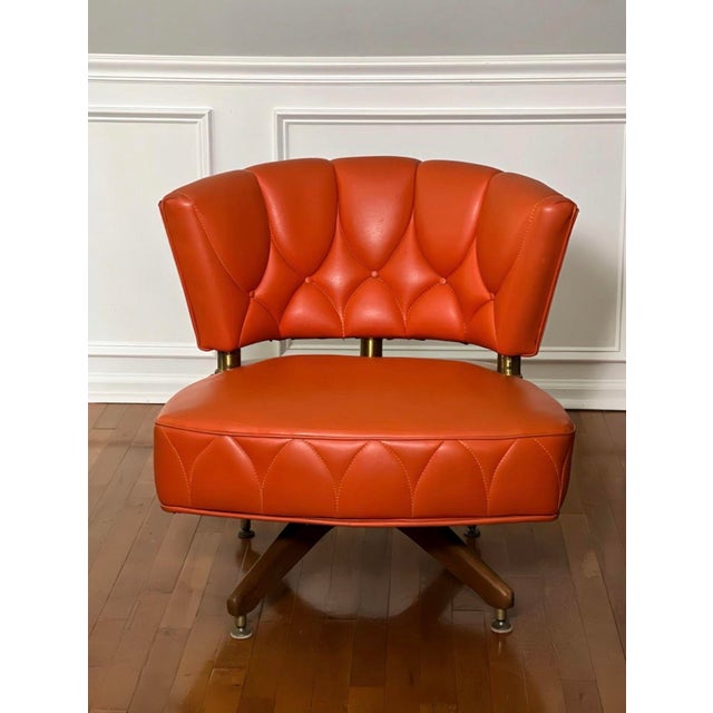 1960s 1960s Set of 3 Faux Leather Swivel Lounge Chairs Attributed to Kroehler For Sale - Image 5 of 18