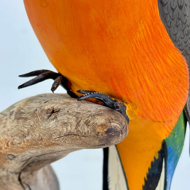 Late 20th Century Original Harry Ross Hand Carved Bird With Glass Eyes on Driftwood, Signed For Sale - Image 11 of 12