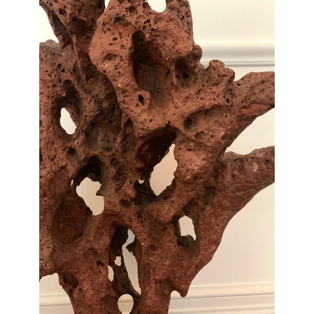 Large Chinese Scholar Stone Rare Red Taihu Rock on Display Stand For Sale - Image 10 of 15