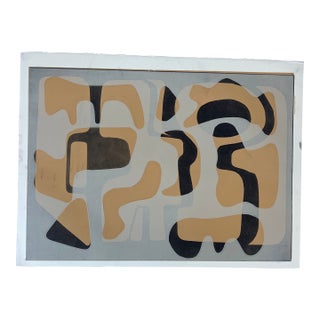 Midcentury French Inspired Original Monotype Artwork, Unframed For Sale