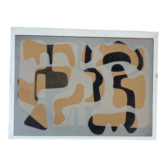 Midcentury French Inspired Original Monotype Artwork, Unframed For Sale