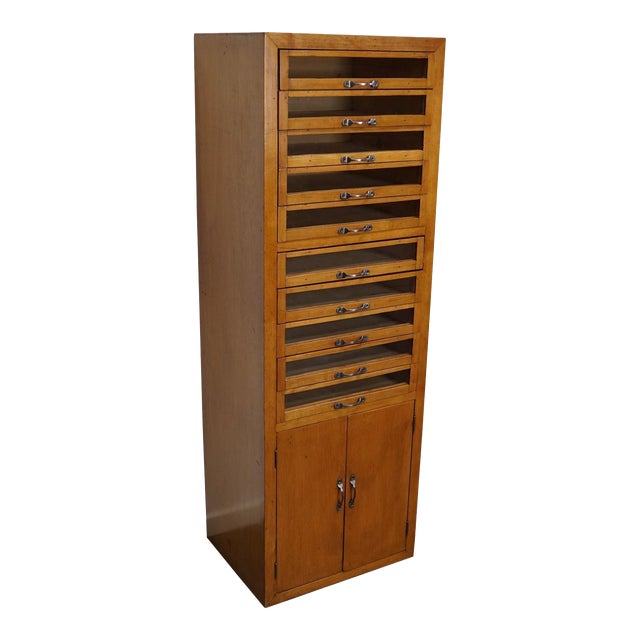 Dutch Beech Haberdashery Shop Cabinet, 1950s For Sale