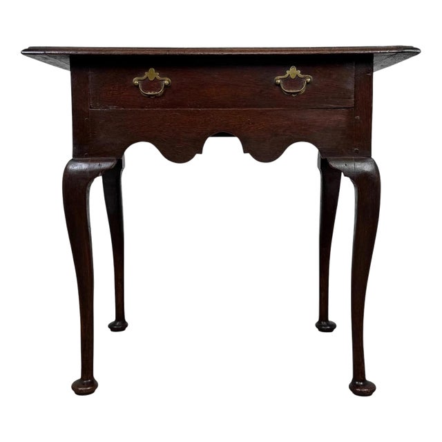 18th Century English Oak Side Table with Cabriole Legs For Sale