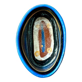 Vintage Boho Studio Pottery Oval Bowl For Sale