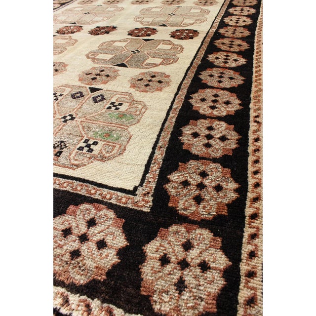 Textile Persian Gabbeh Vintage Rug With Blossom Medallions in Brown, Ivory, Taupe, Green and Black For Sale - Image 7 of 9